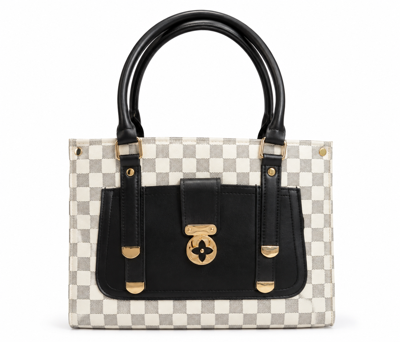 Checkerboard Tote with Gold Hardware bag