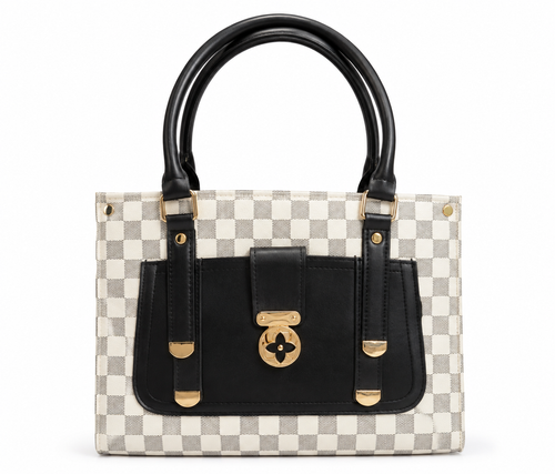Checkerboard Tote with Gold Hardware bag