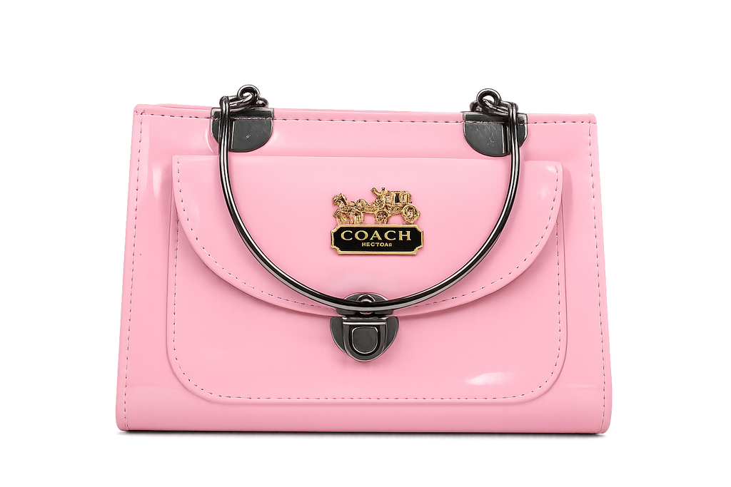 Pink Coach Handbag with Gunmetal Hardware