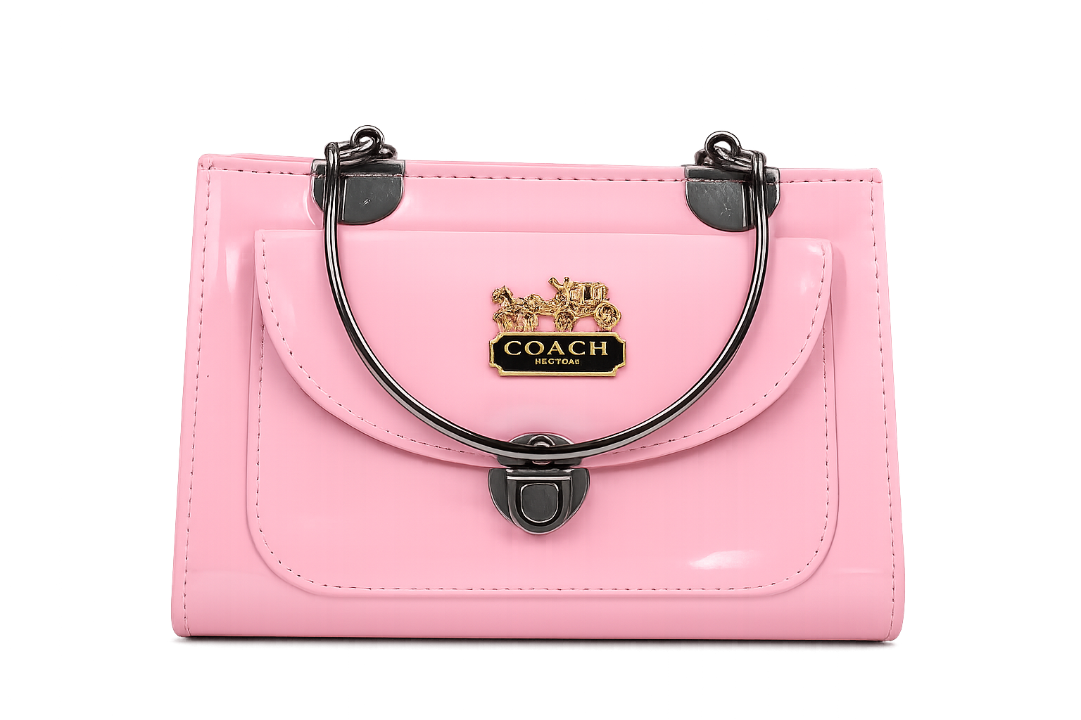 Pink Coach Handbag with Gunmetal Hardware