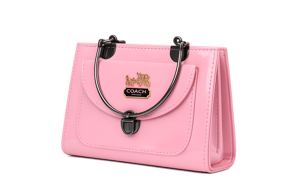 Pink Coach Handbag with Gunmetal Hardware