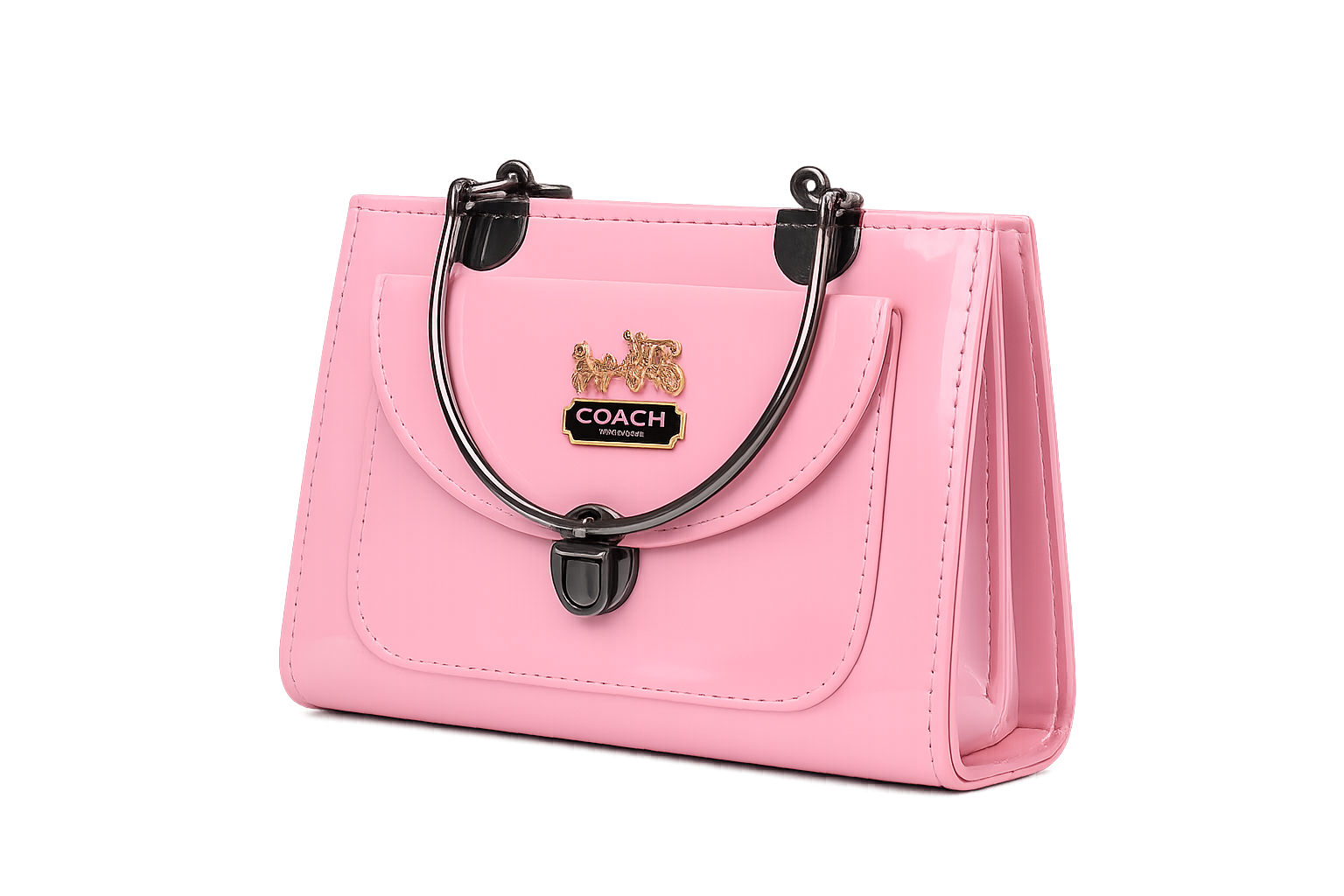 Pink Coach Handbag with Gunmetal Hardware